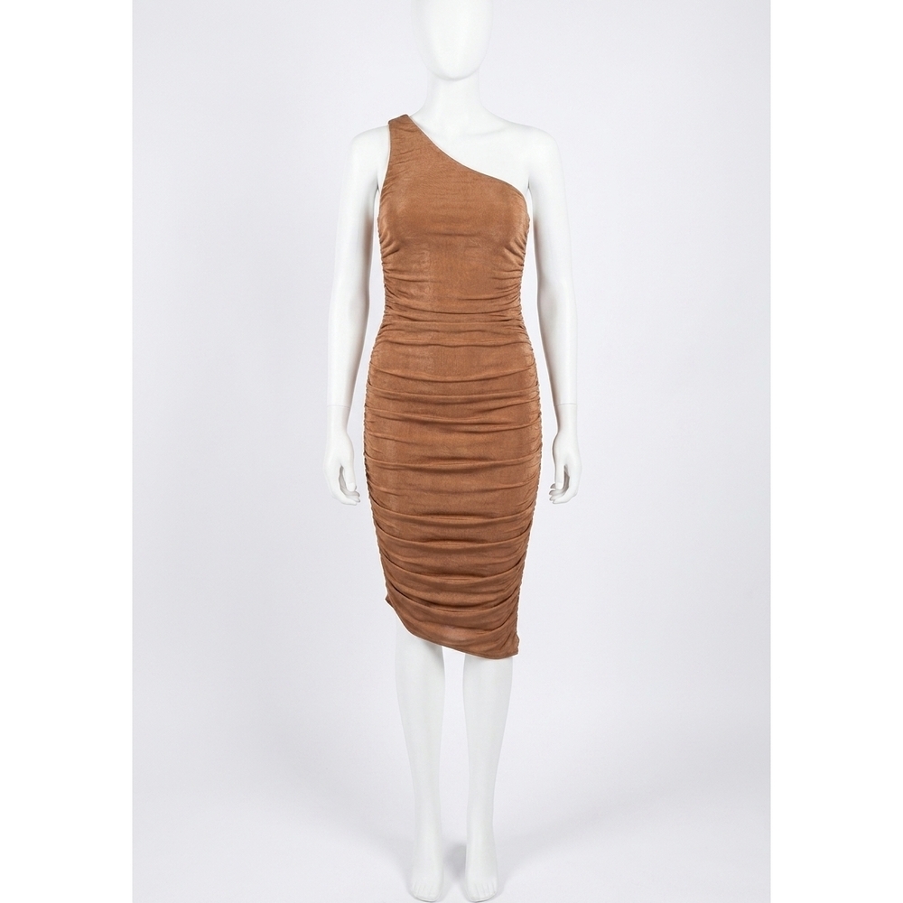 NEW ENDLESS BLU. rusty ruched dress in brown